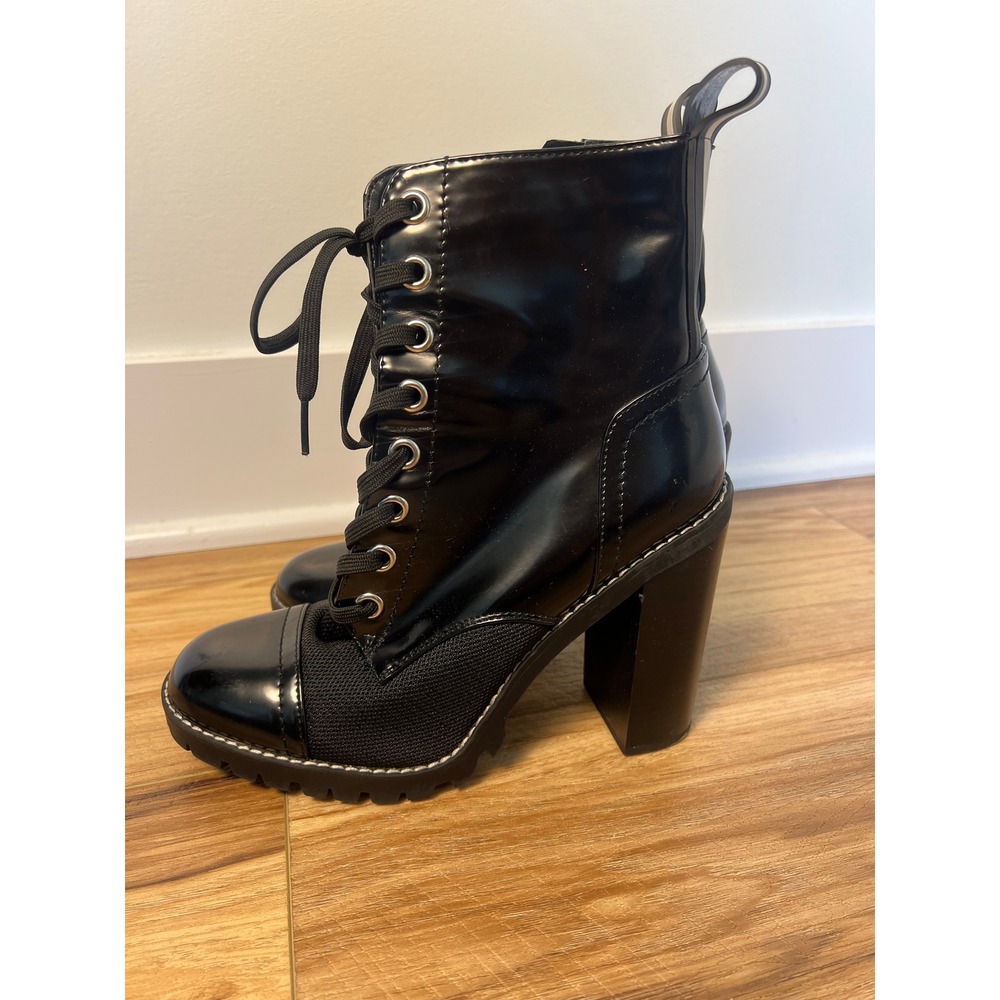 BCBGeneration 9 Paulina Combat Boots Emo Goth Streetwear Black Patent Lug Sole